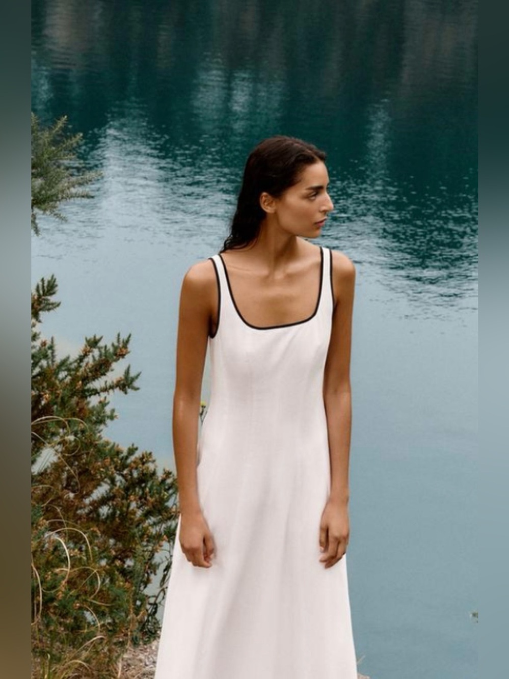 Zara White Dress with Black Trim - Picture 2 of 6